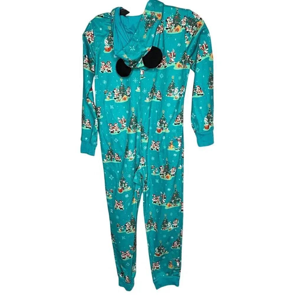 Disney Parks Mickey Mouse Christmas Winter Pajama Lounge Zip Union Suit Size 7/8 - Picture 2 of 12